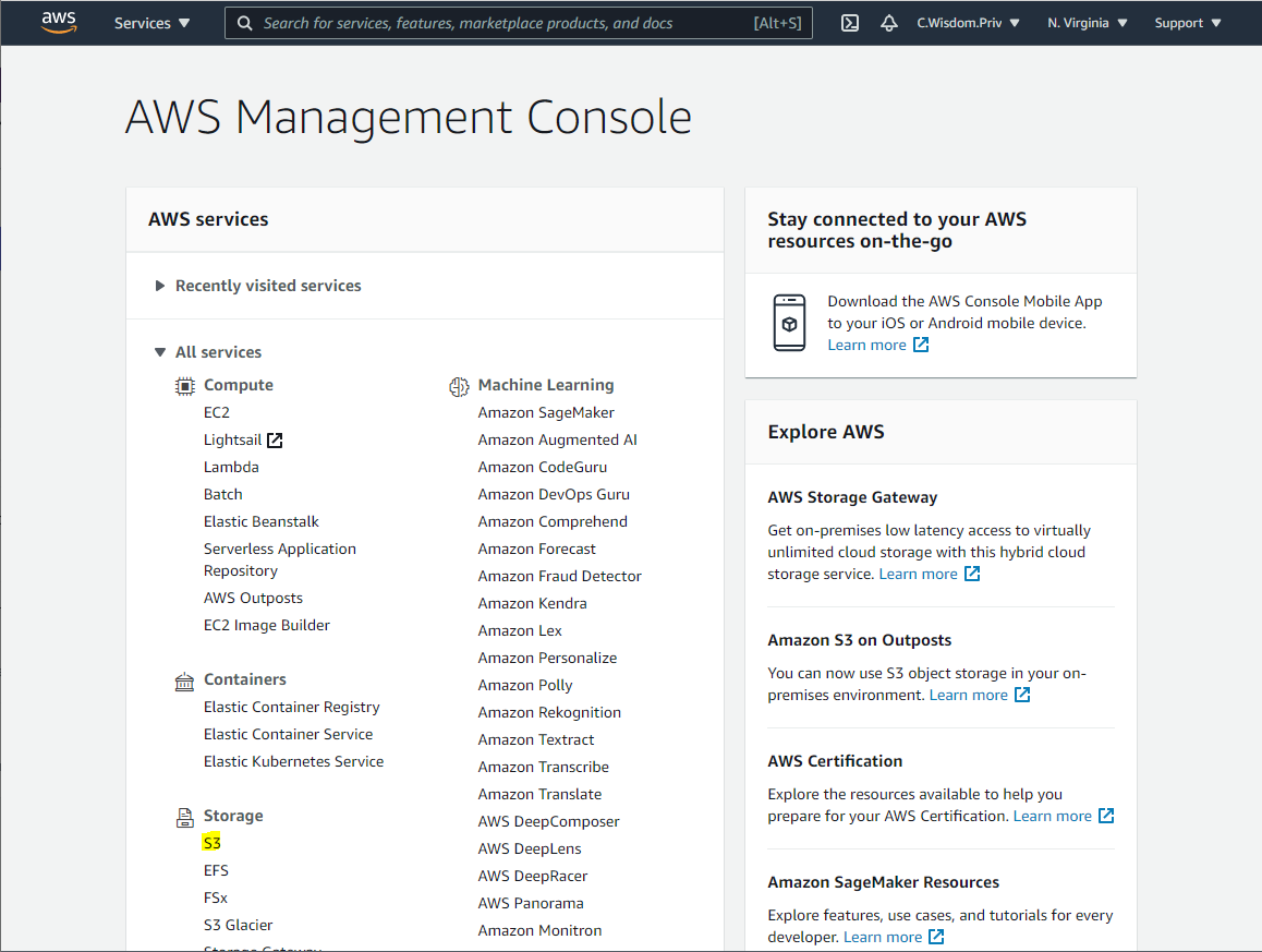 aws console